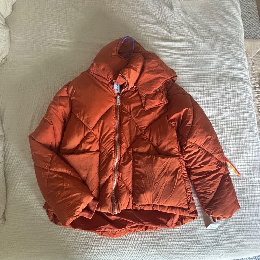 Free People Orange Puffer Jacket